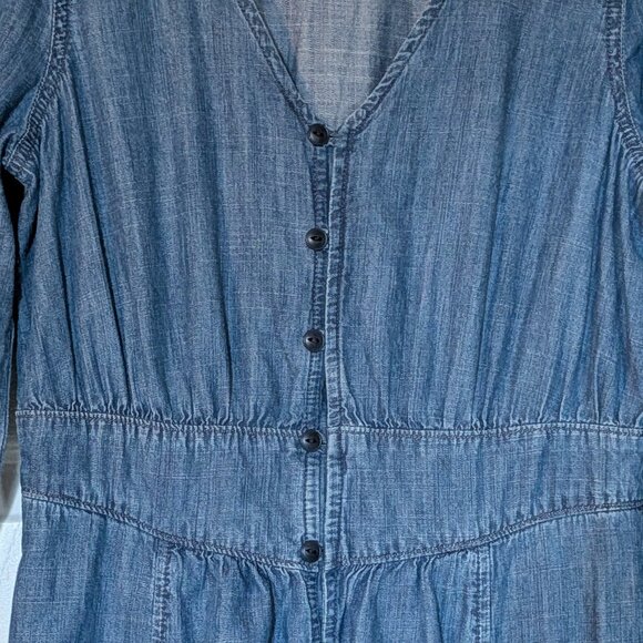 Madewell Denim Midi Dress Women’s 00 | 3/4 Sleeve Button Front - Picture 6 of 6